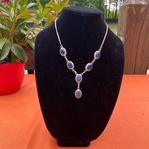 Natural Sapphire Necklace with Silver Chain